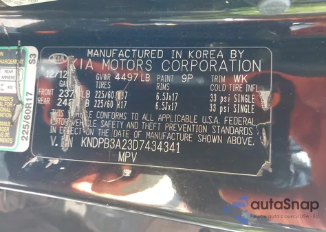 2013 Kia Sportage Lx из США, поврежденный, VIN KNDPB3A23D7434341